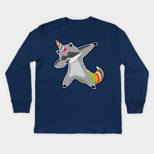 Raccoonicorn Unicorn Raccoon Dabbing Kids Long Sleeve T-Shirt